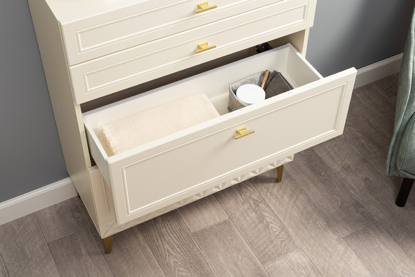 Гостиная Марион композиция 1 слоновая кость С341 PE, слоновая кость 6898 ПВХ, белый PE шагрень (собирается на любую сторону)