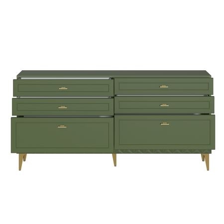 Комод Марион 16.256 дымчатый зеленый K521, олива шагрень AG 1050 ПВХ, белый PE шагрень