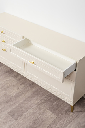 Комод Марион 16.256 Слоновая кость С341 PE, Слоновая кость 6898 ПВХ, Белый PE шагрень