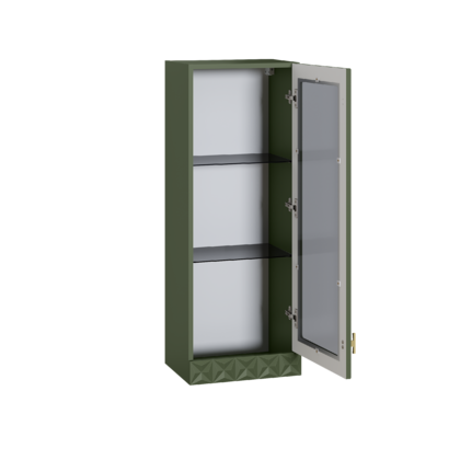 Шкаф навесной Марион 16.334 дымчатый зеленый K521, олива шагрень AG 1050 ПВХ (собирается на любую сторону)