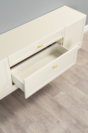 Гостиная Марион композиция 1 слоновая кость С341 PE, слоновая кость 6898 ПВХ, белый PE шагрень (собирается на любую сторону)